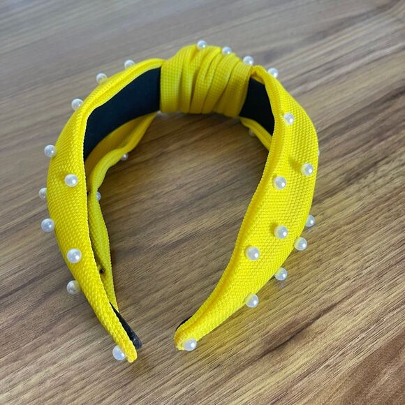 New Women Headband Hair Accessories Solid Pearls Center Knot - Picture 4 of 9